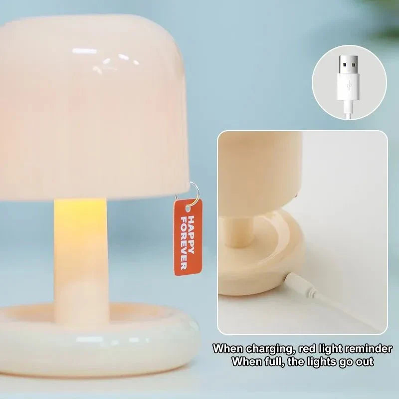 Minimalist LED Mushroom Night Light Dimmable Table Lamp