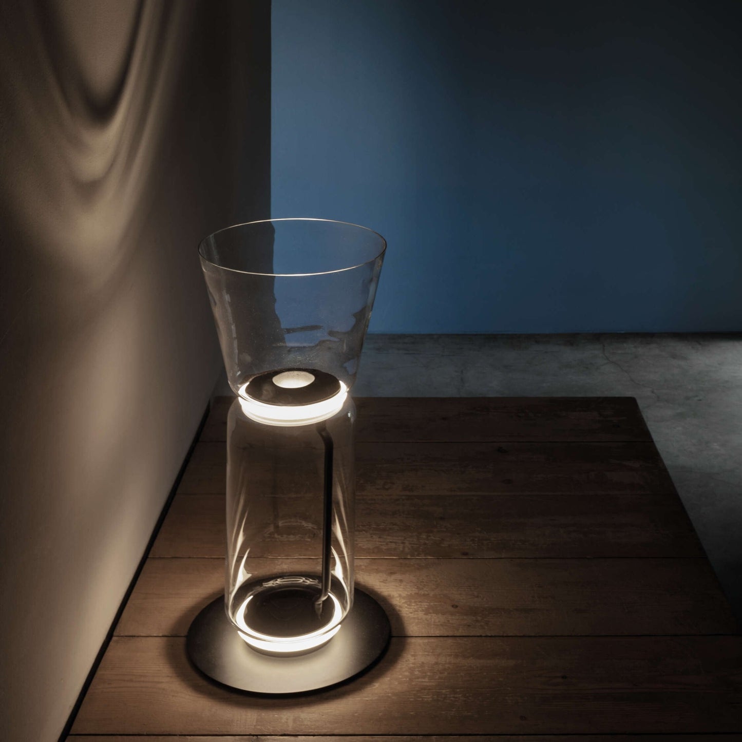 Bamboo Glass Floor Lamp with Integrated LED Light, Stylish Design