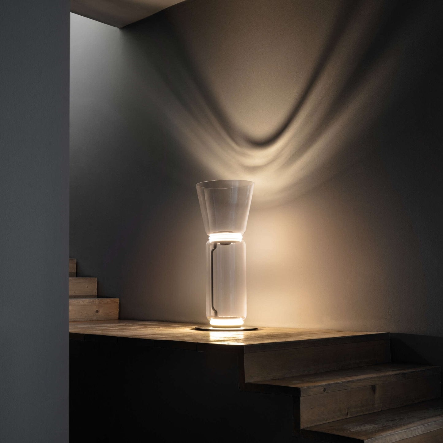 Bamboo Glass Floor Lamp with Integrated LED Light, Stylish Design