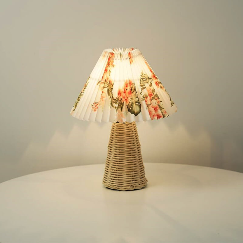 1-Light Table Lamp with Conical Folded Fabric Base