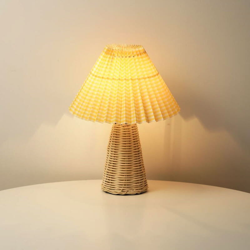 1-Light Table Lamp with Conical Folded Fabric Base