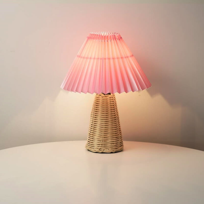 1-Light Table Lamp with Conical Folded Fabric Base