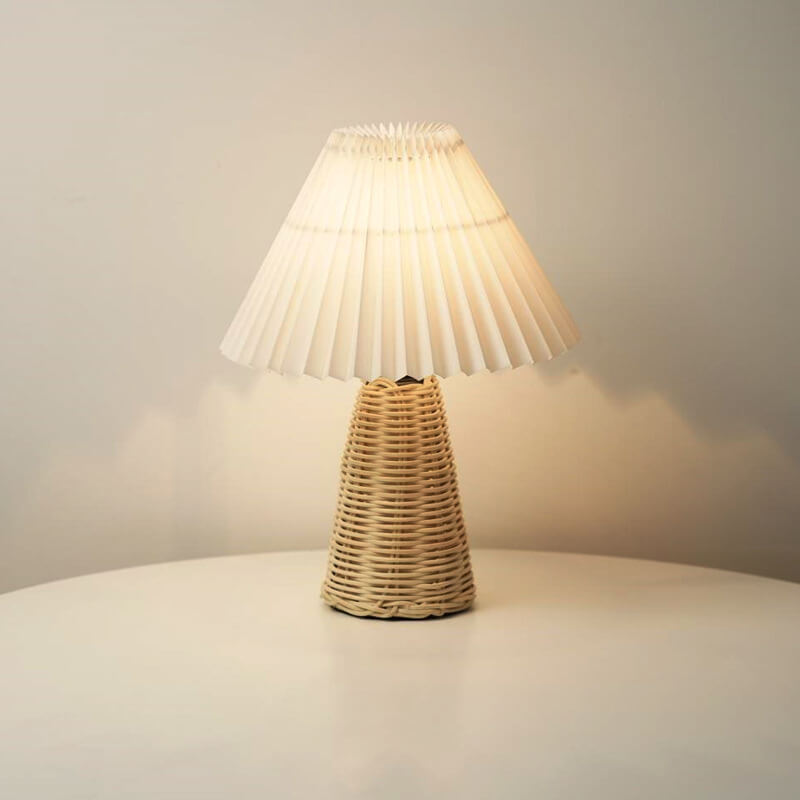 1-Light Table Lamp with Conical Folded Fabric Base