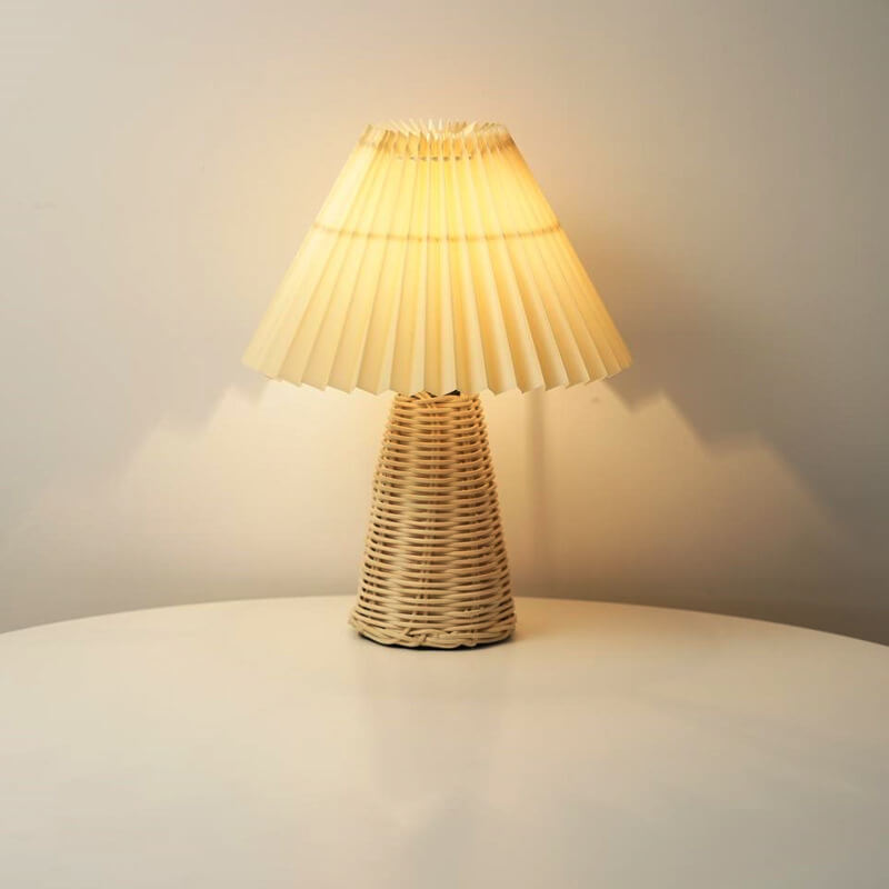 1-Light Table Lamp with Conical Folded Fabric Base
