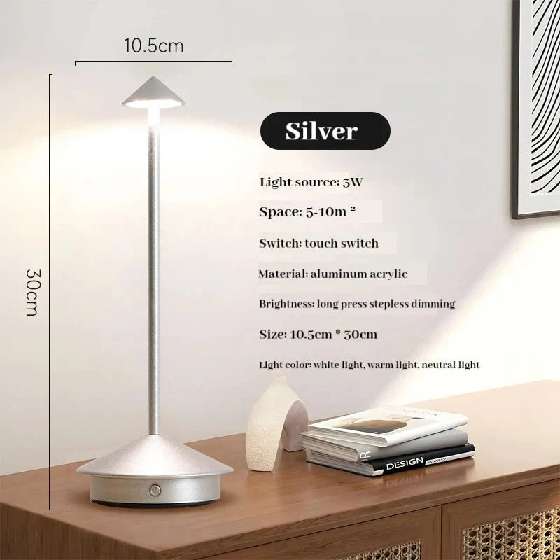 Elegant Rechargeable Metallic Table Lamp with Touch LED
