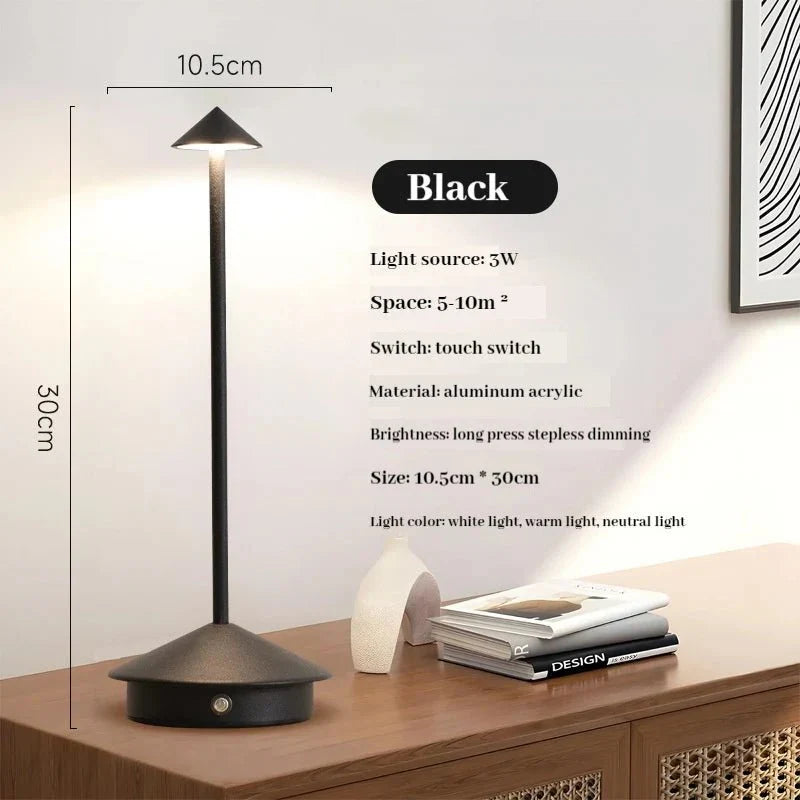 Elegant Rechargeable Metallic Table Lamp with Touch LED