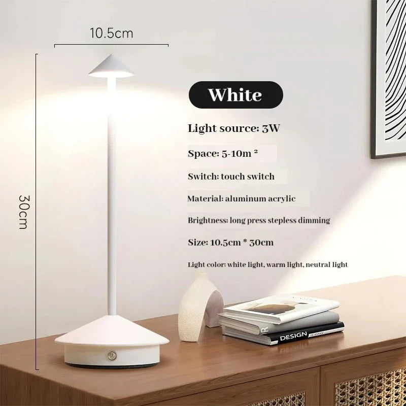 Elegant Rechargeable Metallic Table Lamp with Touch LED