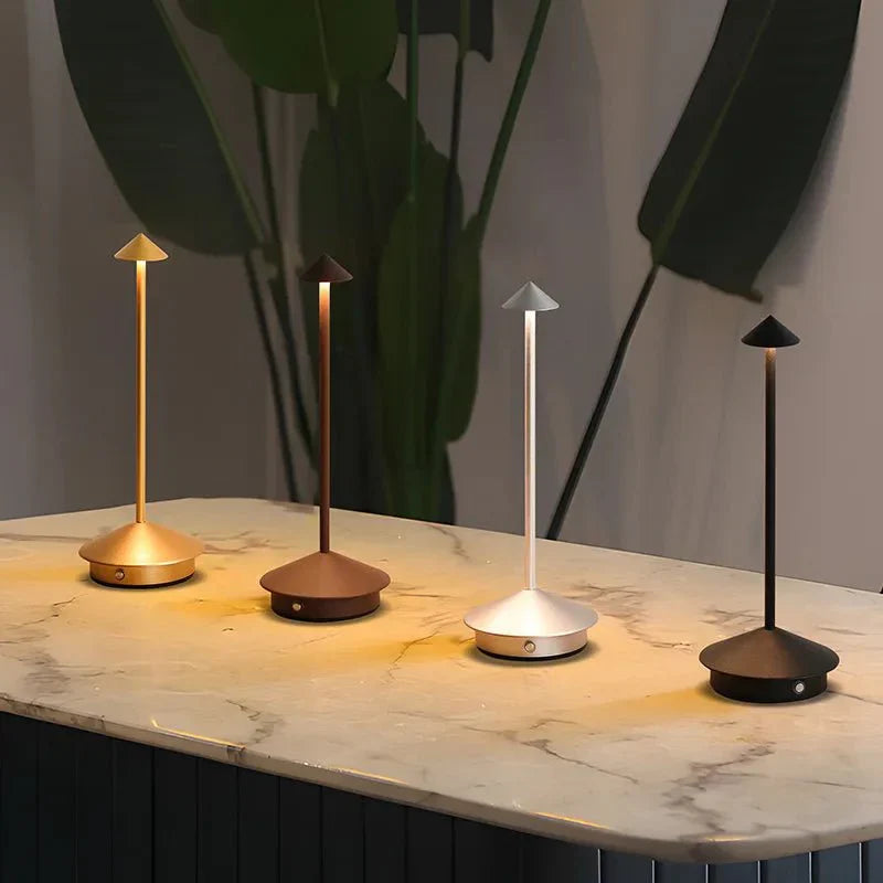 Elegant Rechargeable Metallic Table Lamp with Touch LED