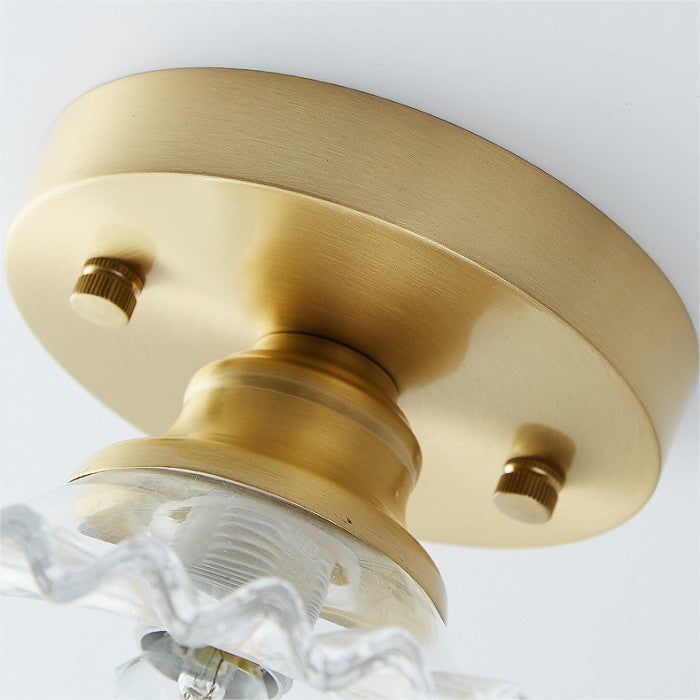 Vintage Clear Elegant Glass Ribbed Petal Ceiling Light