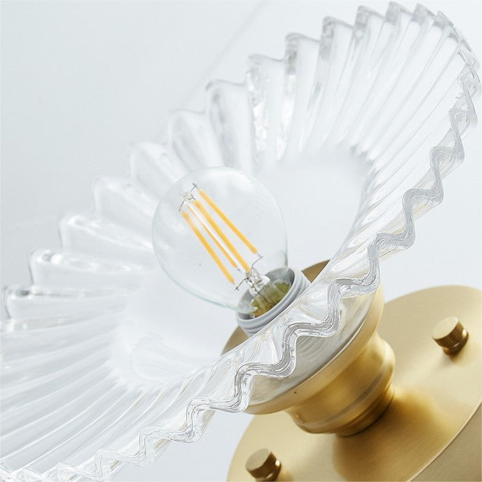 Vintage Clear Elegant Glass Ribbed Petal Ceiling Light