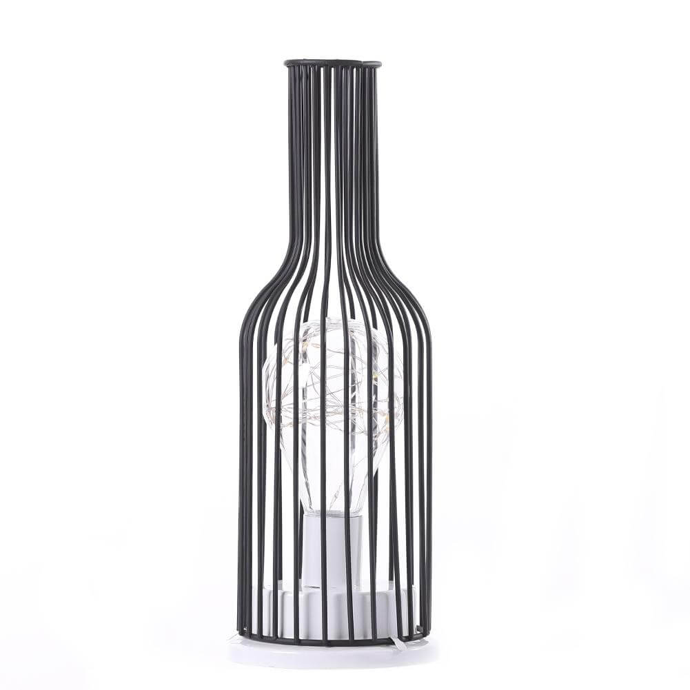 Retro Iron Wine Bottle Night Light Table Lamp LED Decor