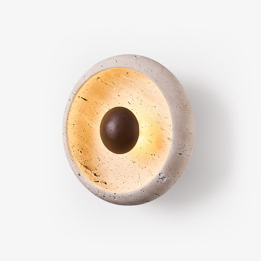 Sol Sphere Wall Lamp - LED Yellow Travertine Design Light