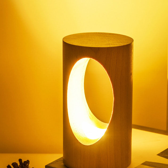 Japanese Solid Wood Rectangular LED Night Lamp USB Table Lamp