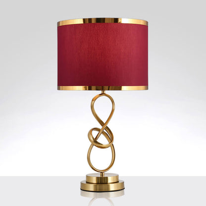 Modern Lightweight Luxurious Table Lamp 1 Light Red Fabric Knot Ring