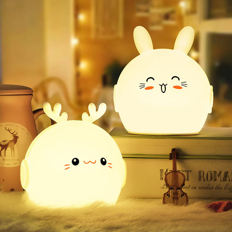 Kreative Cartoon Deer Rabbit Silicone USB LED Night Light Lamp
