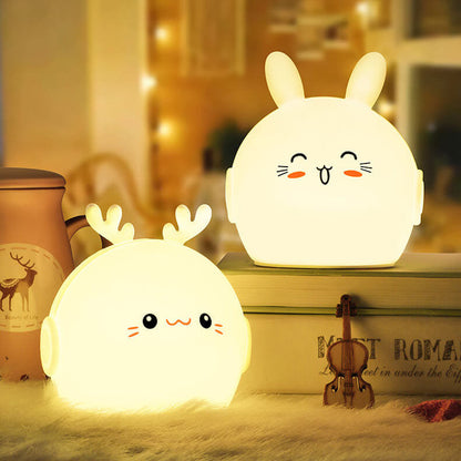 Kreative Cartoon Deer Rabbit Silicone USB LED Night Light Lamp