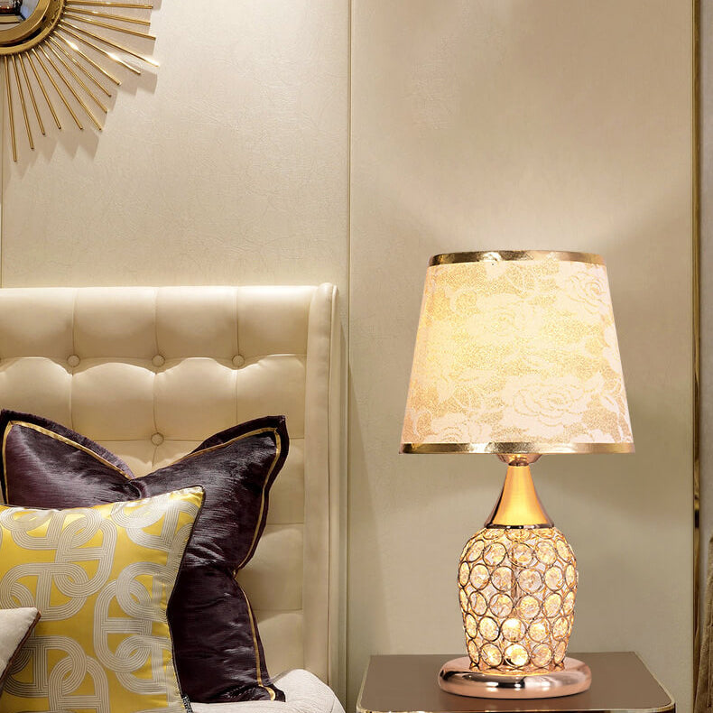 European Crystal Fabric Creative Pattern Design 1-Light Table Lamp