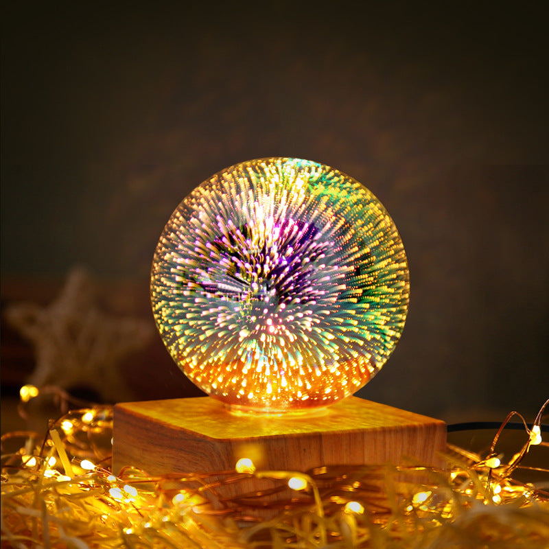 Farbige Glass Ball USB Plug 1-Light LED Decorative Table Lamp