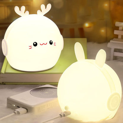 Kreative Cartoon Deer Rabbit Silicone USB LED Night Light Lamp