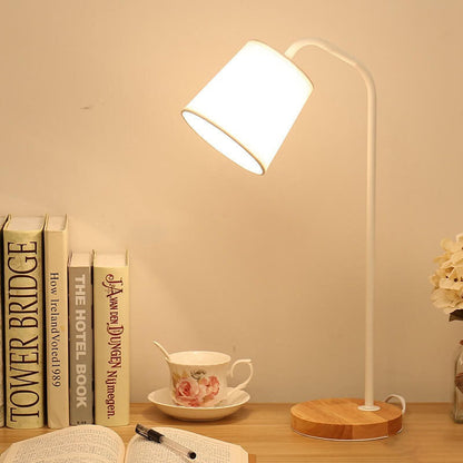 Einfache Stoffkegel-Schirm Wood Base 1-Lamp Table Lamp