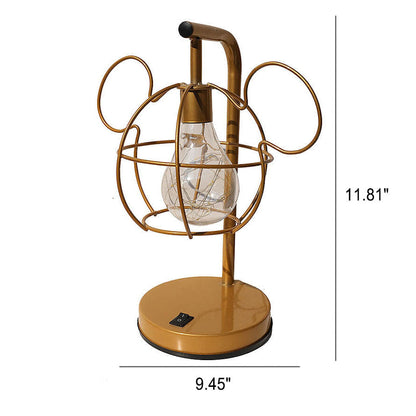 Kreative Mouse Metal Cage LED Decorative Battery Table Lamp