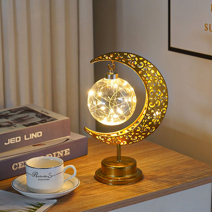 Muslim Festival Iron Moon Light Orb LED Table Lamp