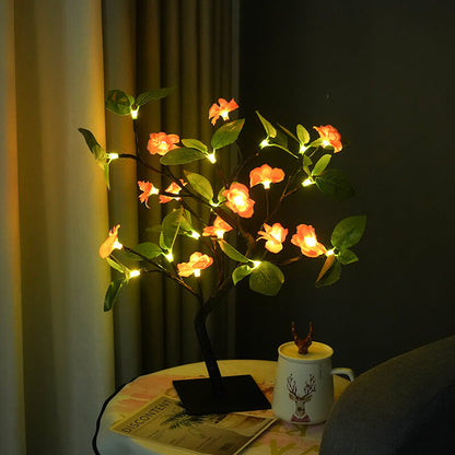 Simulation Peach Blossom Tree Green LED Table Lamp