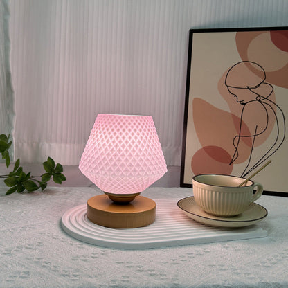 Contemporary Creative Wood Glass Tapered 1-Light Table Lamp