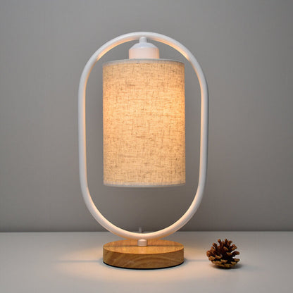 Nordic Linen White Ring 1-Light Dimmable Table Lamp