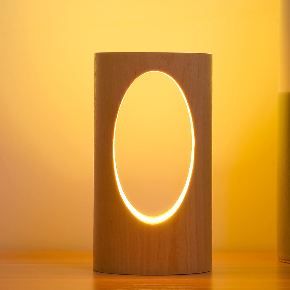 Japanese Solid Wood Rectangular LED Night Lamp USB Table Lamp