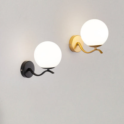 Luxus Iron Holder Spherical Glass Shade 1-Light Wall Sconce