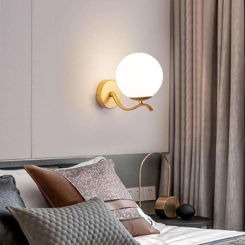 Luxus Iron Holder Spherical Glass Shade 1-Light Wall Sconce