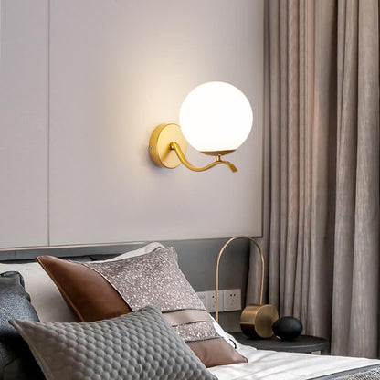 Luxus Iron Holder Spherical Glass Shade 1-Light Wall Sconce
