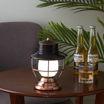 Traditional Farmhouse Waterproof Rechargeable Iron Acrylic Cylinder LED Table Lamp for Living Room
