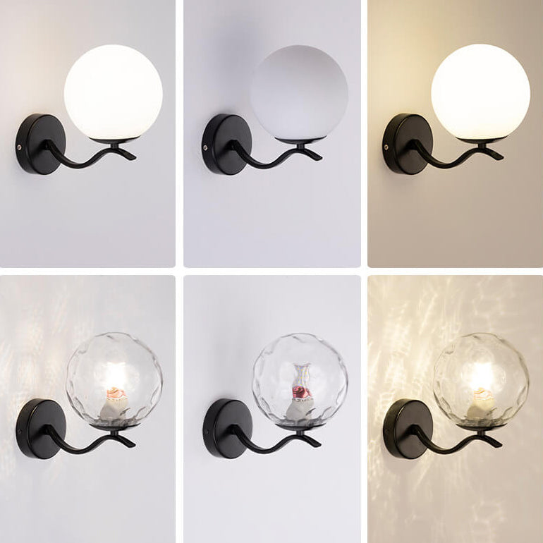 Luxus Iron Holder Spherical Glass Shade 1-Light Wall Sconce