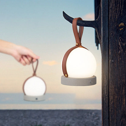Portable LED USB Night Light Table Lamp - Simple Round Faux Leather