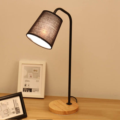 Einfache Stoffkegel-Schirm Wood Base 1-Lamp Table Lamp