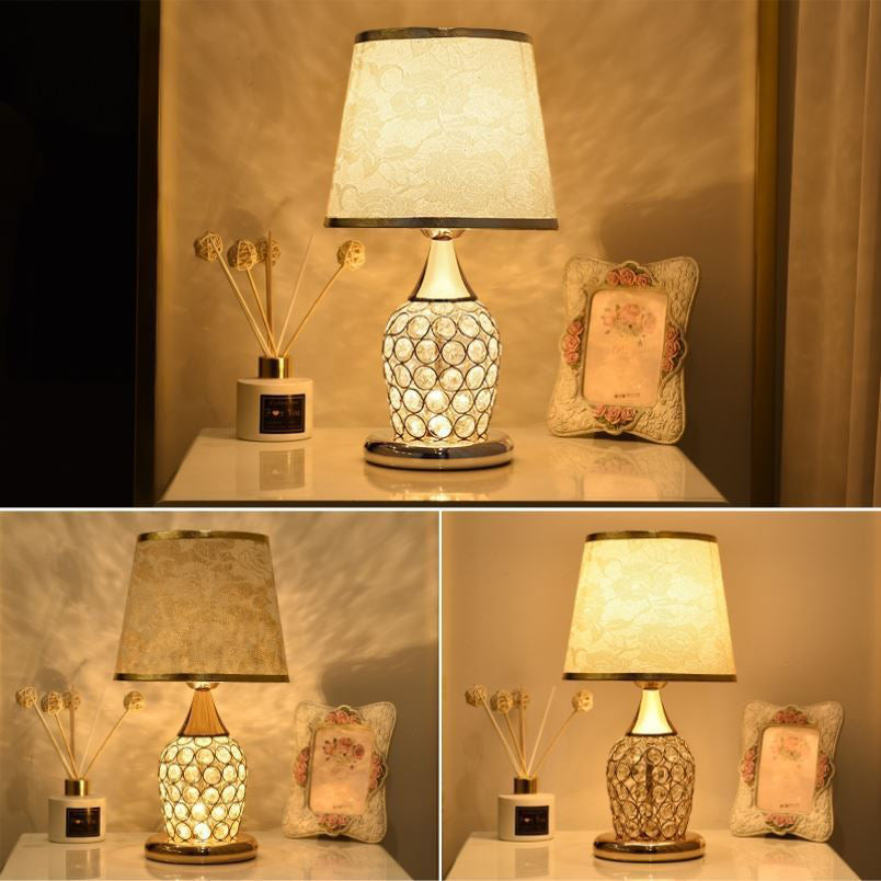 European Crystal Fabric Creative Pattern Design 1-Light Table Lamp