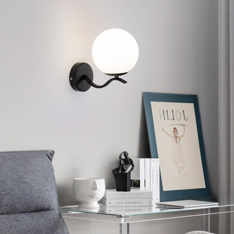 Luxus Iron Holder Spherical Glass Shade 1-Light Wall Sconce