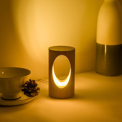 Japanese Solid Wood Rectangular LED Night Lamp USB Table Lamp