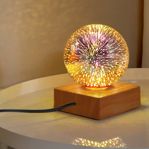 Farbige Glass Ball USB Plug 1-Light LED Decorative Table Lamp