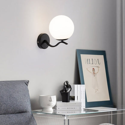 Luxus Iron Holder Spherical Glass Shade 1-Light Wall Sconce