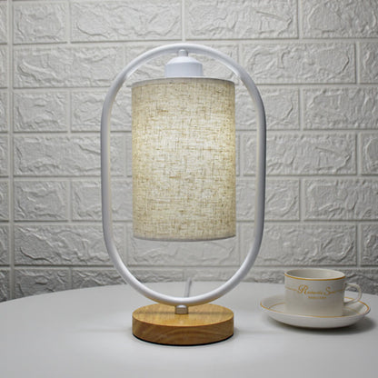 Nordic Linen White Ring 1-Light Dimmable Table Lamp