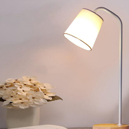 Einfache Stoffkegel-Schirm Wood Base 1-Lamp Table Lamp
