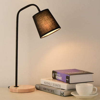 Einfache Stoffkegel-Schirm Wood Base 1-Lamp Table Lamp