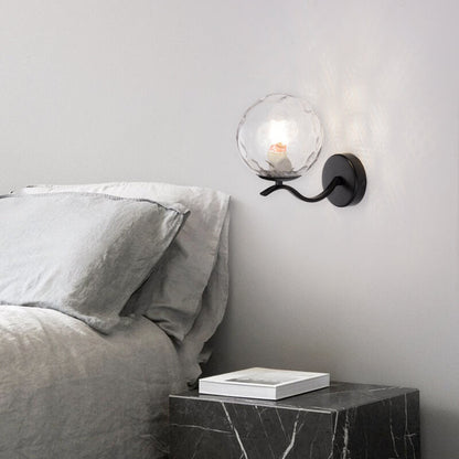Luxus Iron Holder Spherical Glass Shade 1-Light Wall Sconce