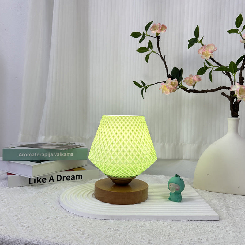 Contemporary Creative Wood Glass Tapered 1-Light Table Lamp