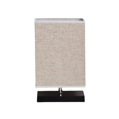 Modern Simplicity Rectangular Linen Black Wooden Base 1-Light Table Lamp