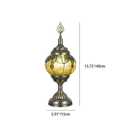 Traditional Tiffany Romantic Oval Iron Enamel 1-Light Table Lamp for Bedroom