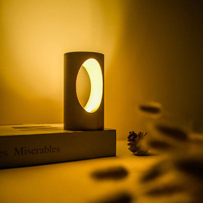 Japanese Solid Wood Rectangular LED Night Lamp USB Table Lamp
